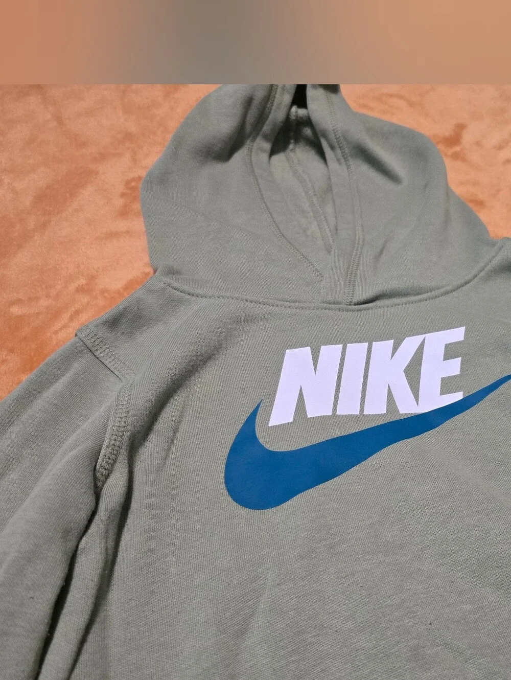 Nike Sportswear Fleece Hoodie Kids Size L Sage Green Unisex Pullover 6-7 Yrs